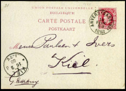 Carte Postale / Postkaart - TP30 - Van Anvers (Bassins) Naar Kiel, Duitsland - 'R. De Keyser & C°, Anvers' - Cartoline 1871-1909