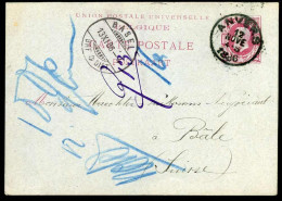 Carte Postale / Postkaart Van Anvers Naar Bâle, La Suisse - Postkarten 1871-1909