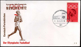 FDC - Der Olympsiche Fackellauf, München 1972 - Otros & Sin Clasificación