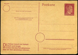 Postkarte 6 Pf - Der Führer Kennt Nur Kampf, Arbeit Und Sorge ... - Altri & Non Classificati
