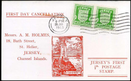 Postcard - First Day Cancellation - Jersey's First 1/2 D Postage Stamp - Jersey