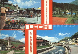 72222467 Lech Vorarlberg Ortsblick Tennisplatz Schwimmbad Kirche Lechpartie Lech - Sonstige & Ohne Zuordnung