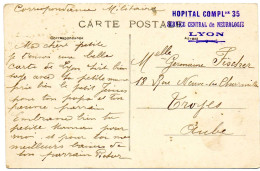 FRANCE.1917.CP.FM."SERVICE CENTRAL DE NEUROLOGIE/H.C.N°35". LYON (RHONE) - 1. Weltkrieg 1914-1918