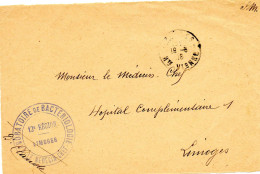 FRANCE.1918. "LABORATOIRE DE BACTERIOLOGIE/LIMOGES/12e REGION".(HAUTE VIENNE).  (DEVANT DE LETTRE). - 1. Weltkrieg 1914-1918