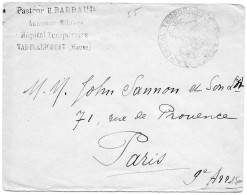 FRANCE.191?."PASTEUR H.BARRAUD/AUMONIER MILITAIRE/HOPITAL TEMPORAIRE VADELAINCOURT (MEUSE) - WW I