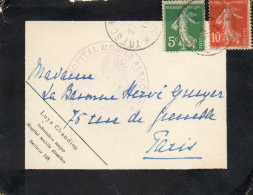 FRANCE.1917.FAIRE PART. "HOPITAL MOBILE ALSACIEN".TRESOR ET POSTES 148 SUR "SEMEUSE. 10+5c". - Guerra Del 1914-18