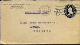 Cover To Antwerp, Belgium - Per S.S. "New York" - "Wessels, Kulenkampff & Co, New York" - Storia Postale