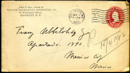 Cover To Mexico City, Mexico - "Keller Mechanical Engraving Co., Brooklyn, N.Y." - Cartas & Documentos