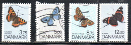 DANEMARK DANMARK DENMARK DANIMARCA 1993 BUTTEFLIES PAPILLONS FARFALLE COMPLETE SET SERIE COMPLETA USED USATO OBLITERE' - Usati