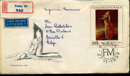 Registered Cover From Prague To Brussels, Belgium - Briefe U. Dokumente