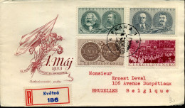 Registered Cover From Prague To Brussels, Belgium - Briefe U. Dokumente