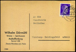 Postkarte / Postcard - 'Wilhelm Dörmühl, Weine - Spirituosen, Aschaffenburg' - Lettres & Documents