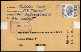 Postkaart Van Turnhout Naar Brussel - 'Aansluitingskaart K.B.V.B.' - Brieven En Documenten