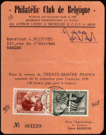 1032 + 1034 Op Carte De Membre - Philatélic Club De Belgique - Brieven En Documenten