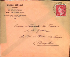 N° 910 Op Cover Naar Caisse Nationale Des Pensions De La Guerre à Bruxelles - 'Union Belge' - Brieven En Documenten