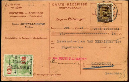 N° 341 Op Ontvangkaart / Carte-Récépisse - Met Fiscale Zegel Van 0,30 Frank - Brieven En Documenten