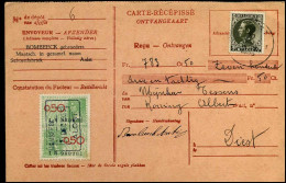 N° 401 Op Ontvangkaart / Carte-Récépisse - Met Fiscale Zegel Van 0,50 Frank - Storia Postale