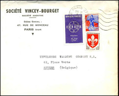 Cover To Antwerp, Belgium - "Société Vincey-Bourget, Paris" - Cartas & Documentos
