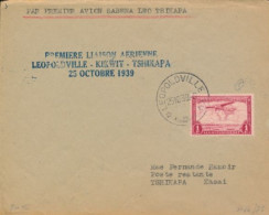 BELGIAN CONGO EN INTERIEUR PREMIER VOL LEO.25.10.39 VERS TSHIKAPA - Covers & Documents