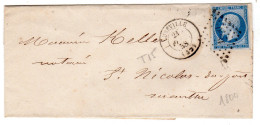 1858  CAD T 15 De LUNEVILLE  P C 1800  Envoyée à St NICOLAS Du PORT - 1849-1876: Classic Period