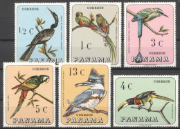 Panama 1967, Bords, Parrots, Kingfisher, Tucan, 6val - Zangvogels