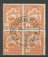 INDOCHINE  N° 127 Bloc De 4  CACHET HANOI CHATEAU D'EAU - Used Stamps