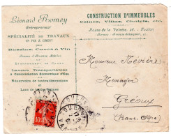 1908  "  Leonard ROMEY  Construction D' Immeubles à TOULON " Envoyée à GREOUX - Covers & Documents