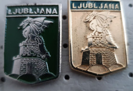 Ljubljana Dragon Capital City Coat Of Arms, Blason Slovenia Pins - Ciudades