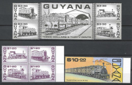 Guyana 1987 Trains Locomotives Railways Map Complete Set Mnh / ** - Guyane (1966-...)