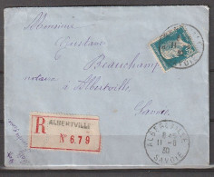 PASTEUR 1.50fr BLEU Sur Recommandée Du 11/8/1930 Alberville Pour Alberville Savoie - 1922-26 Pasteur