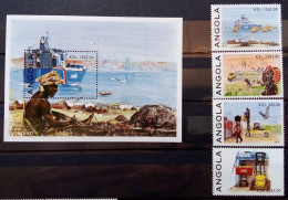 Angola 1996, Freight Transport, MNH S/S And Stamps Set - Angola