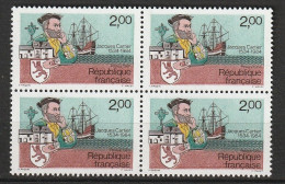 N° 2307 Jacques Cartyier: 450ème Anniversaire Du 1er Voyage Au Canada: Beau Bloc De 4  Timbres Neuf Impeccable - Unused Stamps