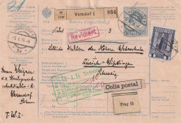 Autriche Bulletin D'expédition Warnsdorf Pour La Suisse 1914 - Briefe U. Dokumente