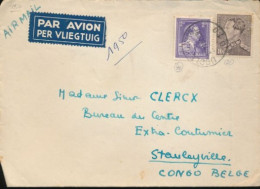 BELGIUM BELGIAN CONGO LETTRE PAR AVIO D'UCCLE EN 1950 VERS STAN; - Covers & Documents