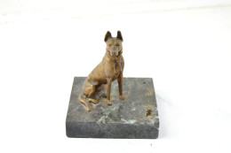 Chien En Bronze Sur Socle De Marbre, Début / Milieu 20e Siècle. Berger Allemand, Malinois ? WW2 ? Dog German - Pop Art