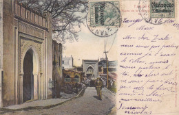 TANGER  -  MAROC  -  RARE  CPA  DE  1907  -  PUERTA  DE LA  LEGACION  -  SUPERBE  AFFRANCHISSEMENT  POSTAL  -  MAROCCO. - Tanger