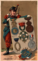 CHROMO MAISON LEROY-MOREAU & Cie CONFECTIONS A TONNERRE SOLDAT FRANCE MEDAILLES MILITAIRES - Sonstige & Ohne Zuordnung