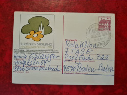 Lettre ALLEMAGNE 1988 CARTE ENTIER BLUHENDES STRAUBING LANDESGARTENSCHAU GROSSHEUBACH KLOSTER - Otros & Sin Clasificación