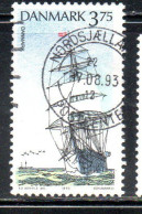 DANEMARK DANMARK DENMARK DANIMARCA 1993 TRAINING SHIPS SHIP 3.75k USED USATO OBLITERE' - Usati