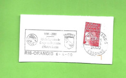 ESSONNE - Dépt N° 91 = RIS ORANGIS 2000 = FLAMME SECAP  '1981-2001  20e Anniversaire Du Groupe De Recherche' + ARMOIRIES - Maschinenstempel (Werbestempel)