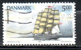 DANEMARK DANMARK DENMARK DANIMARCA 1993 TRAINING SHIPS SHIP GEORG STAGE 5k USED USATO OBLITERE' - Gebraucht