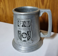 Mug Ancien Pinte En étain Poinçon Wilton Columbia Bière Allemande Michelob - Tins