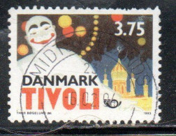DANEMARK DANMARK DENMARK DANIMARCA 1993 TIVOLI GARDENS POSTERS PIERROT BY THOR BOGELUND 3.75k USED USATO OBLITERE' - Oblitérés