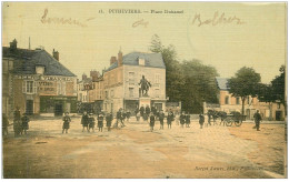 45 PITHIVIERS. Epicerie Place Duhamel. Superbe Carte Toilée 1907 Café De La Porte D'Orléans - Pithiviers