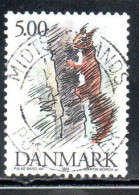 DANEMARK DANMARK DENMARK DANIMARCA 1994 WILD FAUNA ANIMALS SQUIRREL 5k USED USATO OBLITERE' - Used Stamps