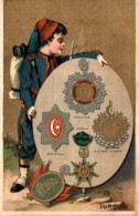 CHROMO MERCERIE LOUIS VINOT A TROYES SOLDAT TURQUIE MEDAILLES MILITAIRES - Other & Unclassified