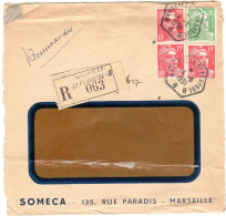 1951  Recommandé CAD HEXAGONAL De MARSEILLE St FERREOL Sur Gandon 3 X 15f + 5f - Covers & Documents