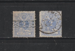 BELGIQUE - 27 DE 1869/1878 - 2 Timbres Oblitérés - Chiffre - 2c. Bleu - 2 Scan - 1869-1883 Leopold II.