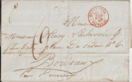 1840 - CHILI / MARITIME - LETTRE SC De SANTIAGO Par PAQUEBOT Avec ENTREE OUTREMER PAR PAUILLAC => BORDEAUX - Poste Maritime