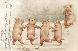 Carte Fantaisie COCHONS Qui Dansent - Pigs